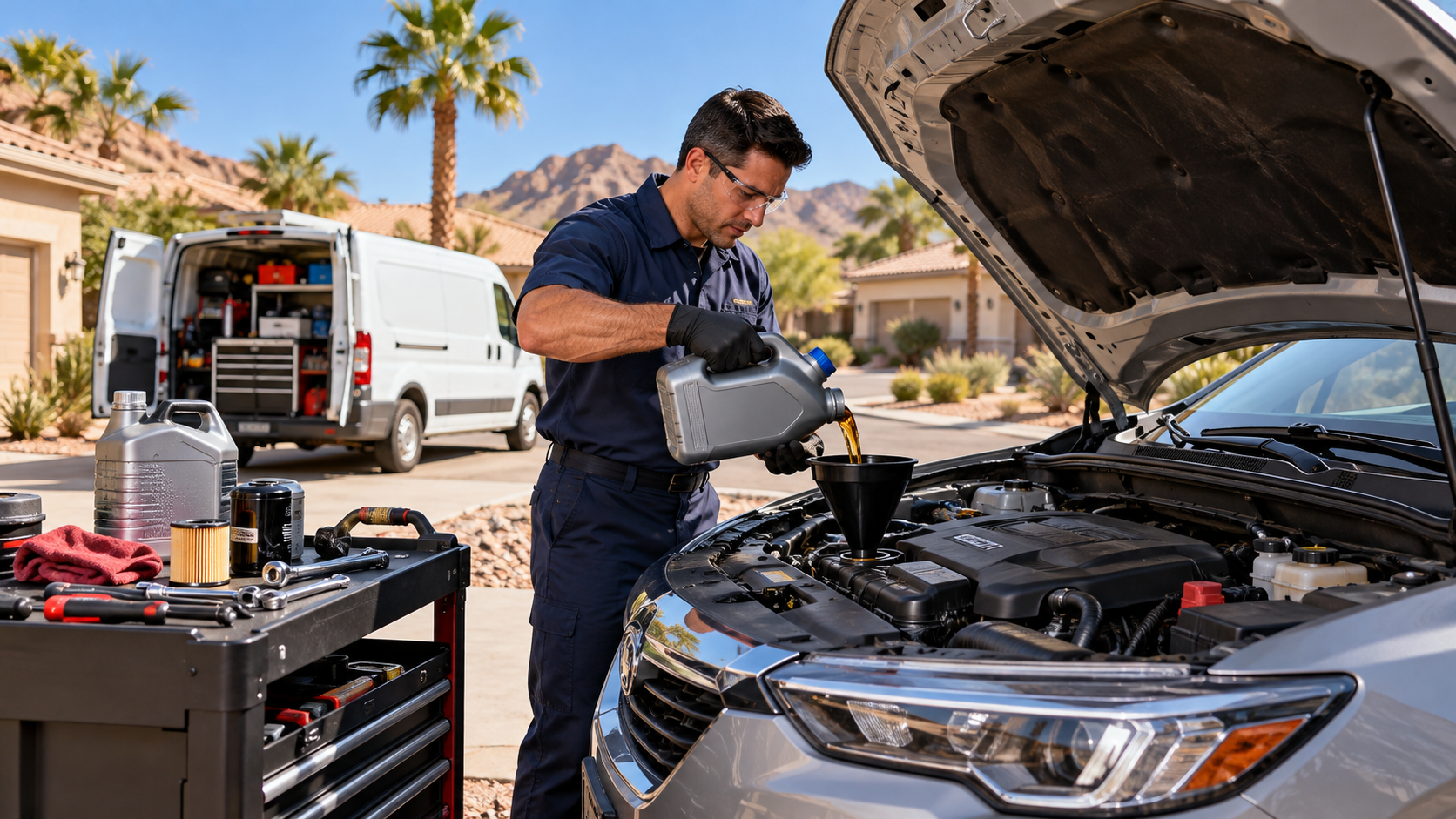 Sunny driveway oil change service